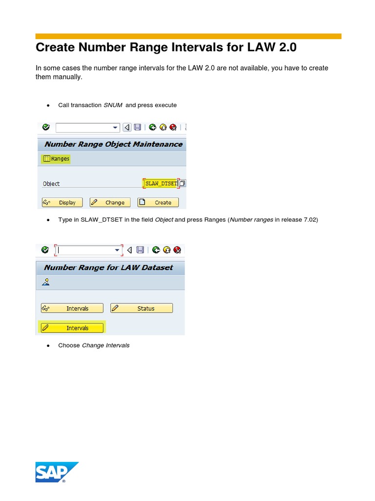 Create Number Ranges for LAW 2.0 | PDF
