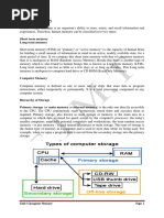 Computer Memory: Short Term Memory Long Term Memory