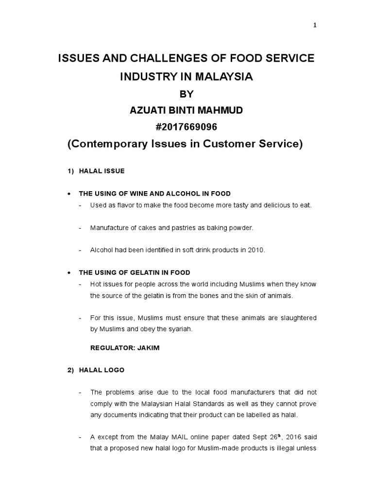 Challenges in Malaysia's Food Service Industry | PDF | Malaysia | Foods