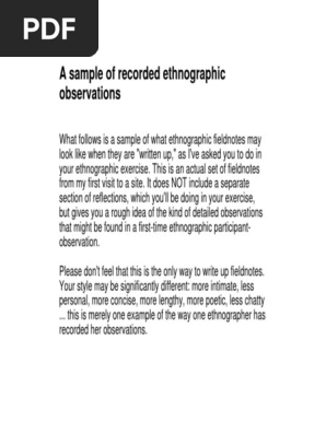 Fieldnotes Sample
