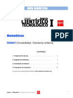 Guía didáctica de Matemáticas sobre divisibilidad y números enteros