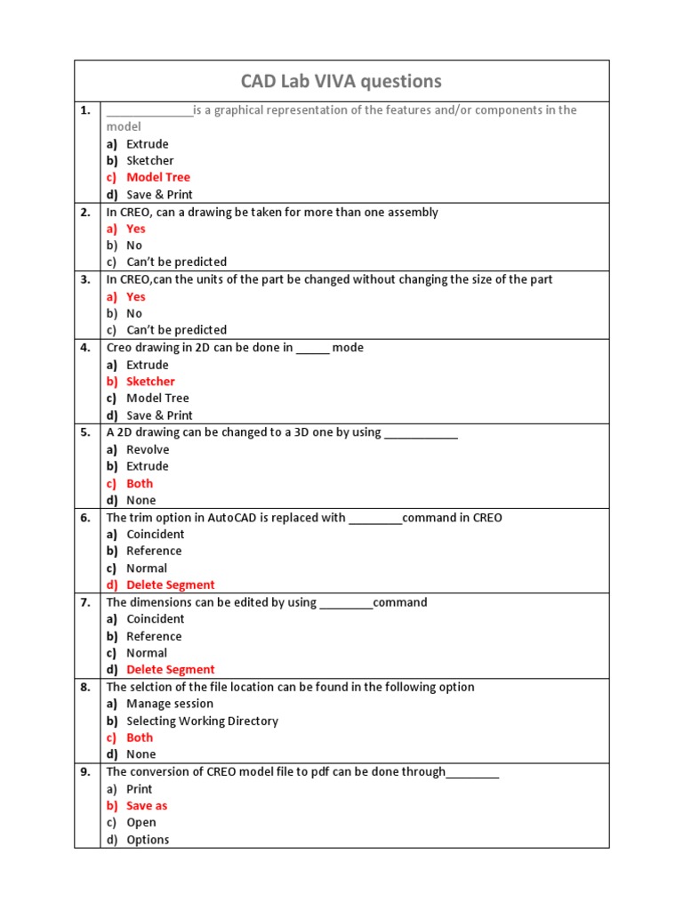 CAD Lab Viva Questions Geometry Mathematics