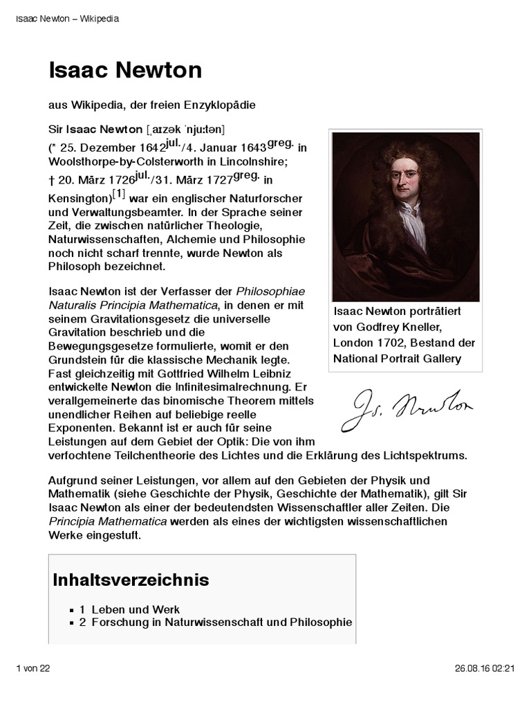 Isaac Newton - Wikipedia | Pdf