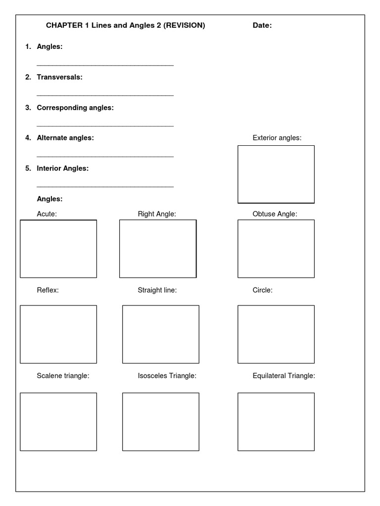 CHAPTER 1 Lines and Angles 2 (REVISION) Date | PDF