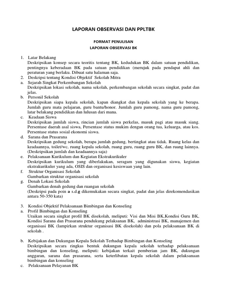 Laporan Observasi Dan Ppltbk