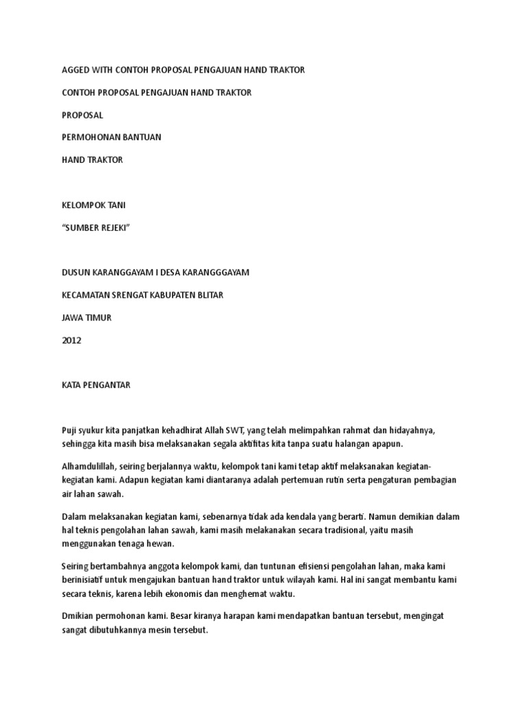 Proposal Permohonan Traktor Pdf
