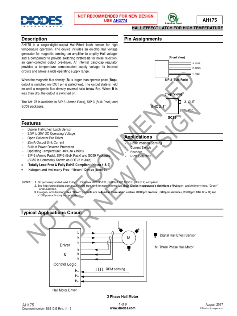 Not For New Design USE Hall Effect Latch For High