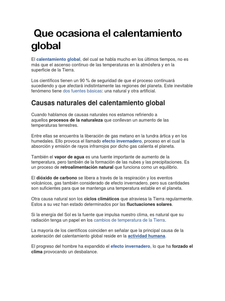Que Ocasiona El Calentamiento Global Calentamiento global Efecto invernadero