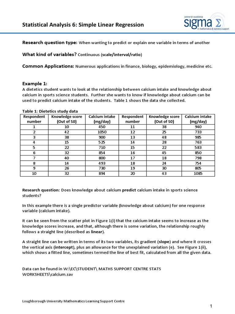 simple linear regression analysis pdf