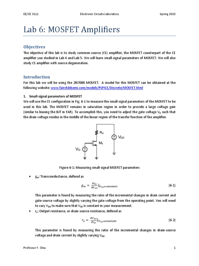 Solved Use a 2N7000 to design and build a common source