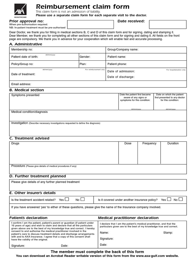 axa-reimbursement-claim-form-patient-medical-diagnosis