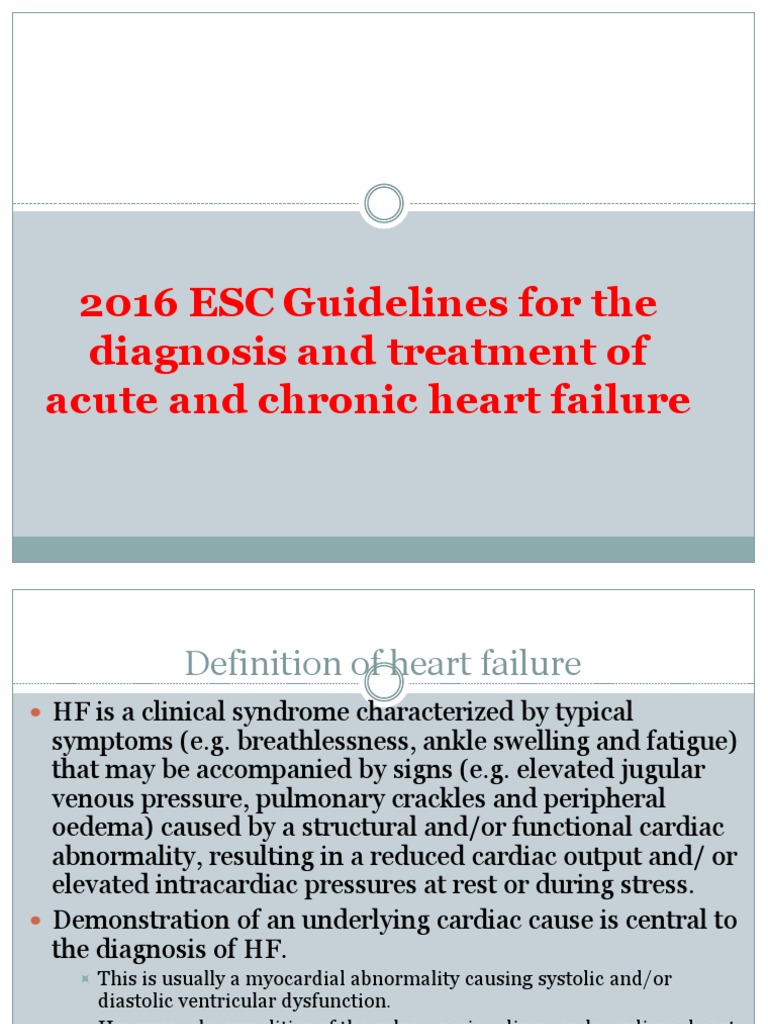 2016 ESC Guidelines For The Diagnosis and Treatment PDF Heart Failure Coronary Artery Disease