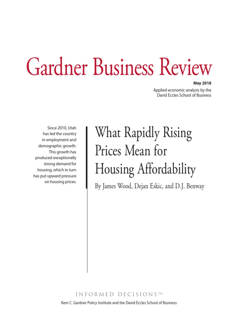 Housing Affordability Report PDF Affordable Housing Utah