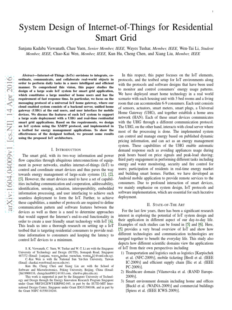 IoT System Design for Smart Grid | PDF | Internet Of Things | Gateway ...