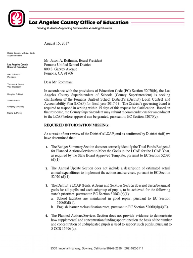 LCAP Clarification Request | PDF | Government
