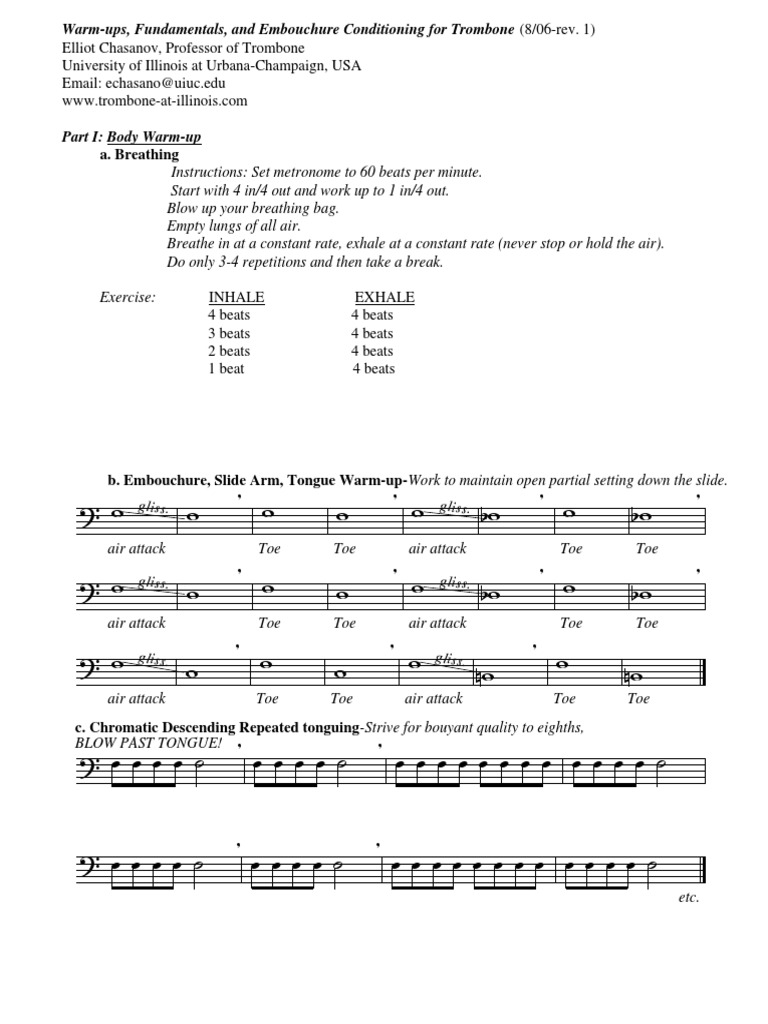 Trombone Warmups PDF PDF Breathing Music Theory