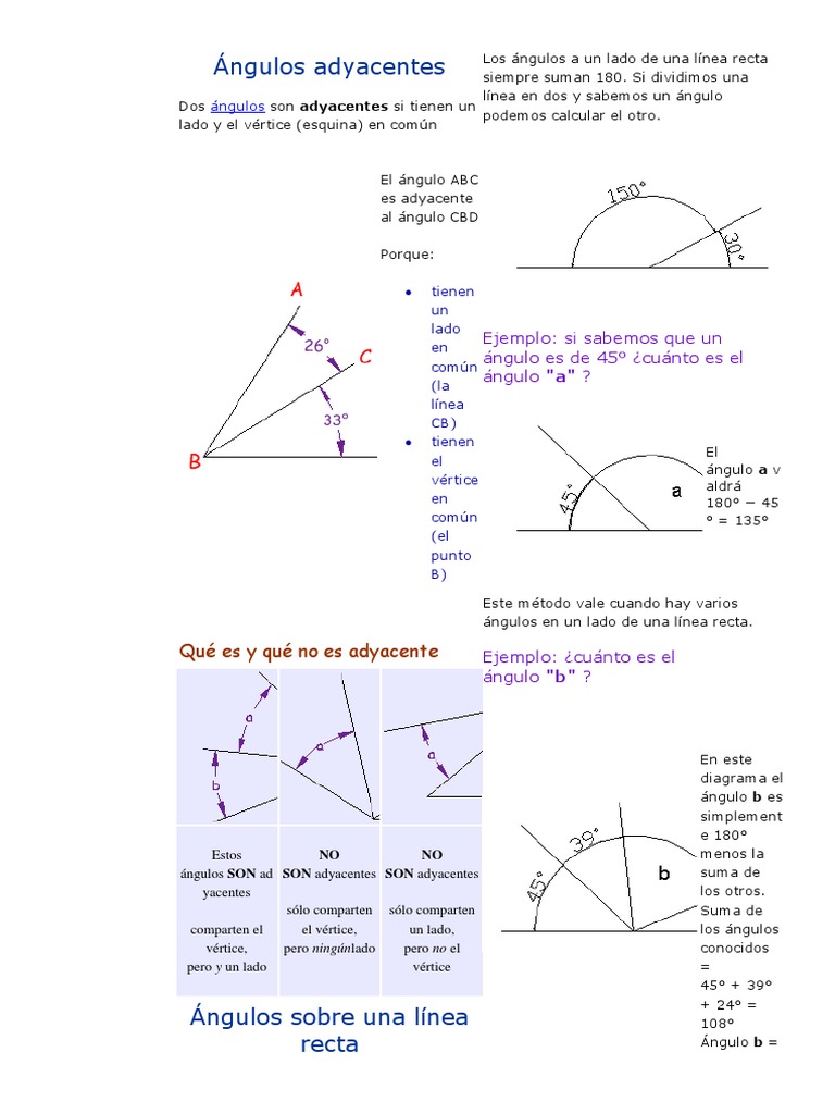 Ángulos Adyacentes | PDF | Triángulo | Geometria plana), image size:768x1024