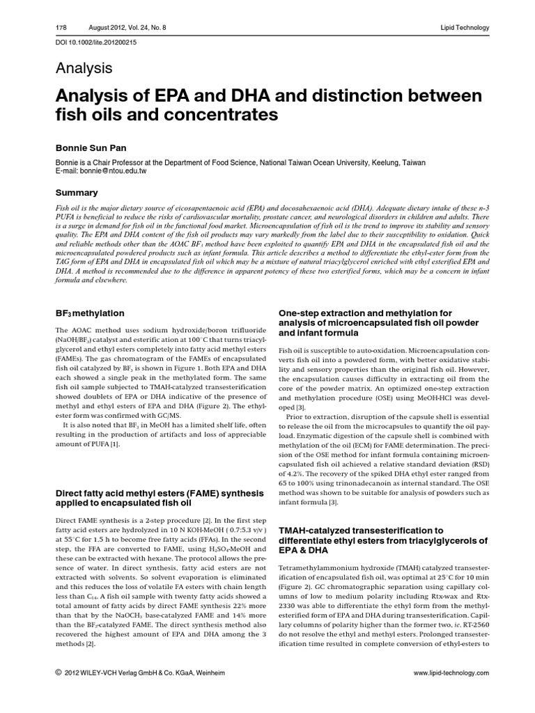 Analisis DHA Dan EPA PDF Fish Oil Docosahexaenoic Acid