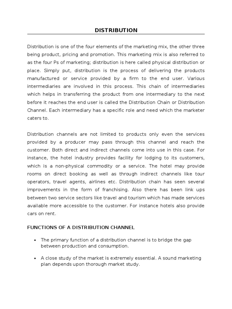 Distribution Channels | PDF | Retail | Marketing
