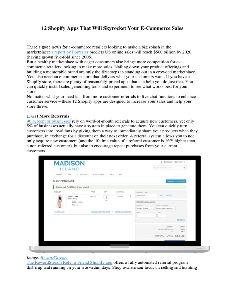 12 Shopify Apps to Boost E-Commerce Sales | PDF | E Commerce | Coupon