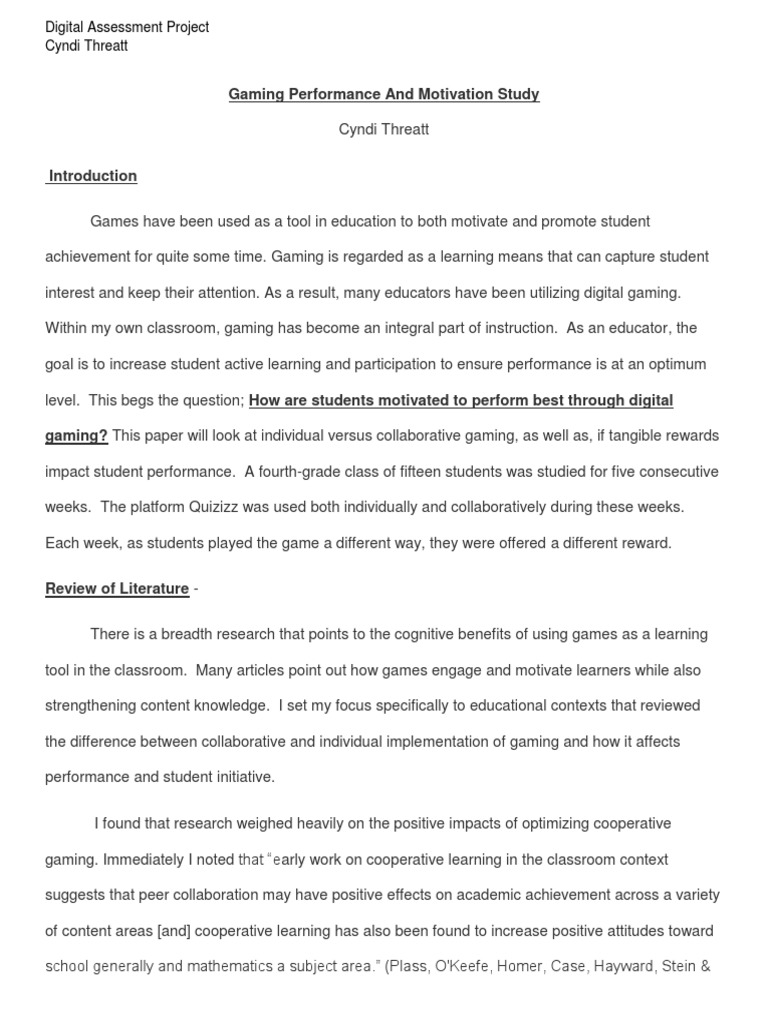Gaming's Impact on Student Motivation | PDF | Motivation | Motivational