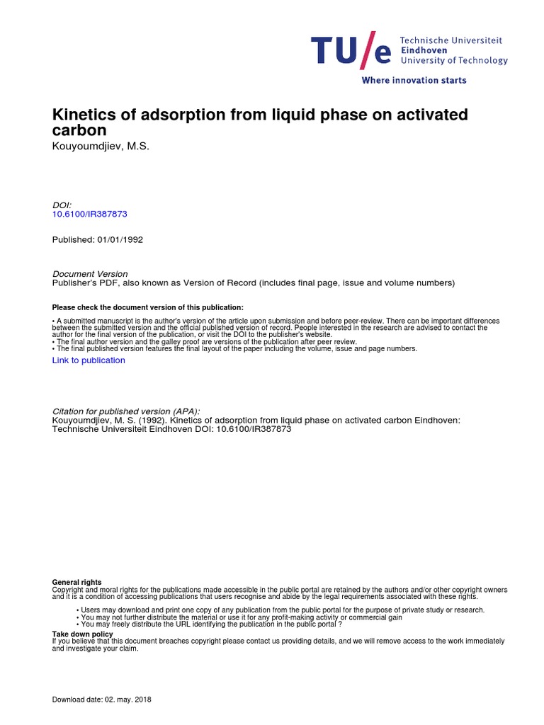 Kinetics of Adsorption From Liquid Phase On Activated Carbon | PDF ...