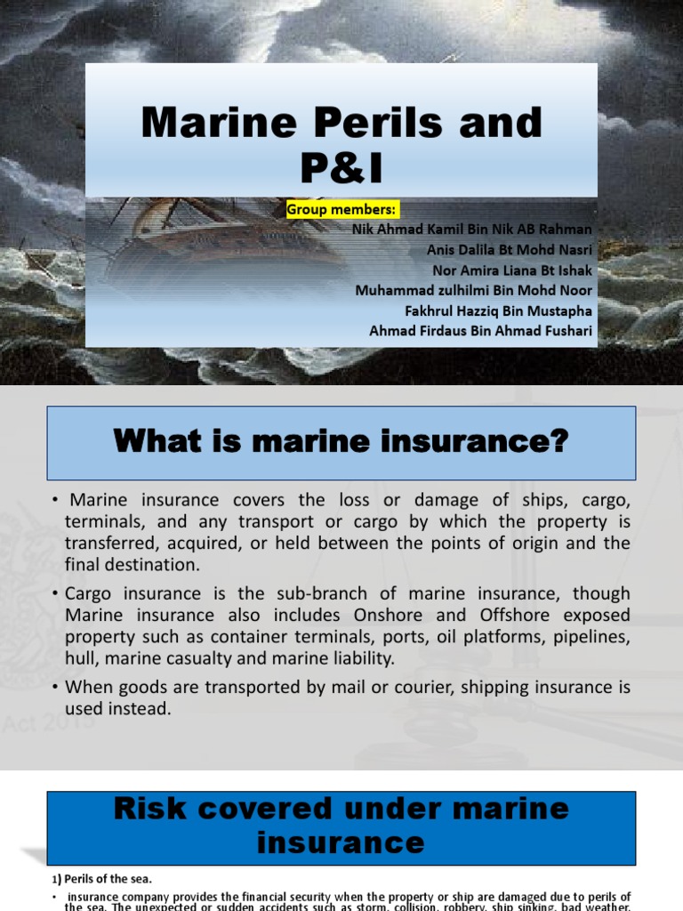 Marine Perils and P&I Slide PDF Water Transport Shipping