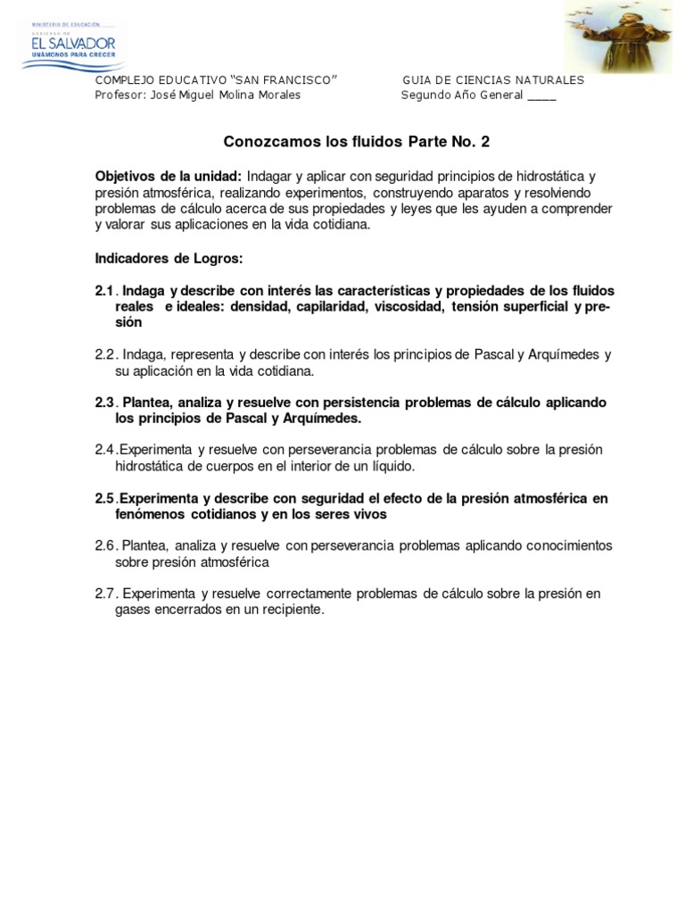 Unidad Conozcamos Los Fluidos Hidrodinamica Segundo Ano Guiacesf Parte ...