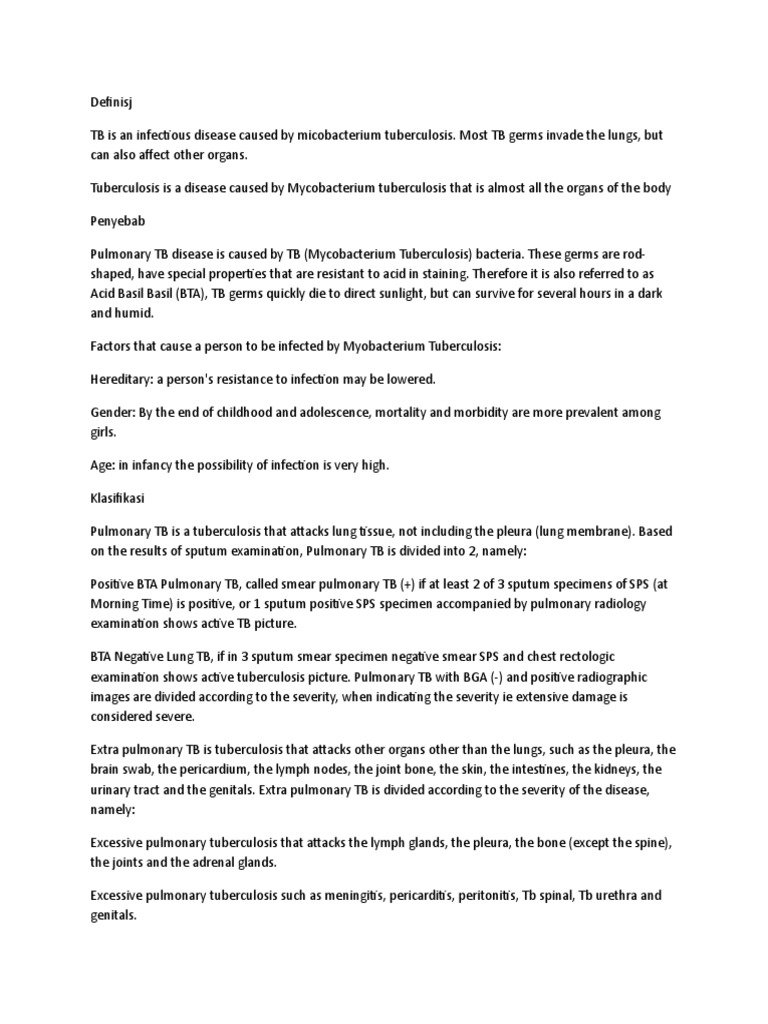 Definisi TB  PDF  Tuberculosis  Lung
