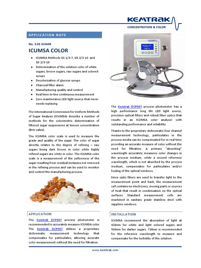 ICUMSA Color Measurement Methods | PDF | Color | Electromagnetic Radiation