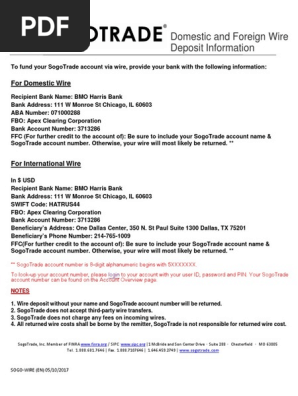 Wire Deposit Instructions