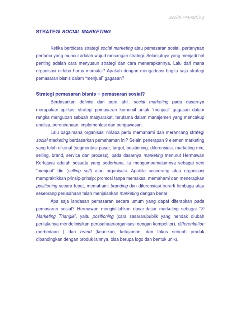 Contoh Makalah Pemasaran Social Marketing