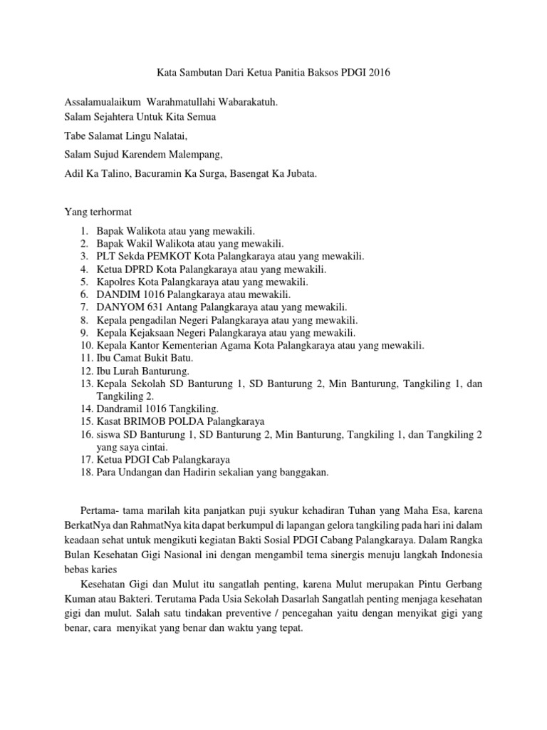 Kata Sambutan Dari Ketua Panitia Baksos PDGI 2016.docx