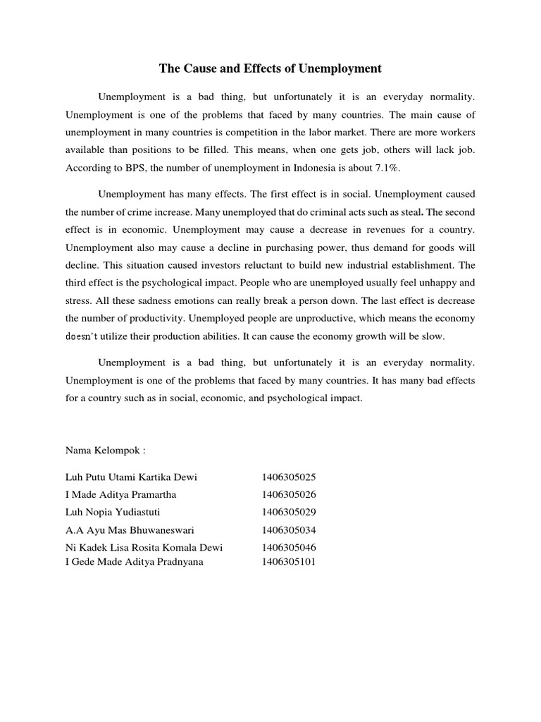 Causes and Effects of Unemployment | PDF