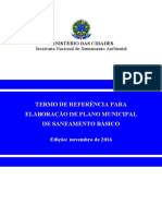 Termo de Referência (TDR) para Elaboração de Plano Municipal de Saneamento Básico (PMSB)