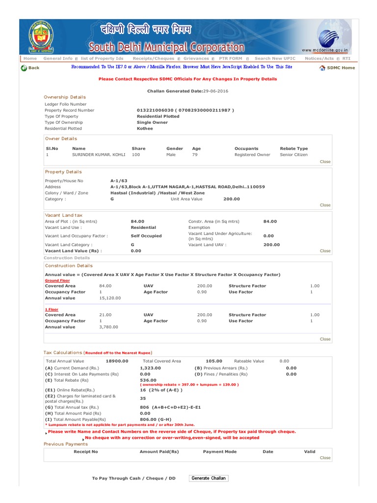 Ndmc Property Tax Rebate