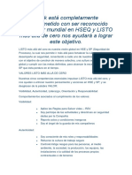 Stork Está Completamente Comprometido Con Ser Reconocido Como Líder Mundial en HSEQ y LISTO Más Allá de Cero Nos Ayudará A Lograr Este Objetivo