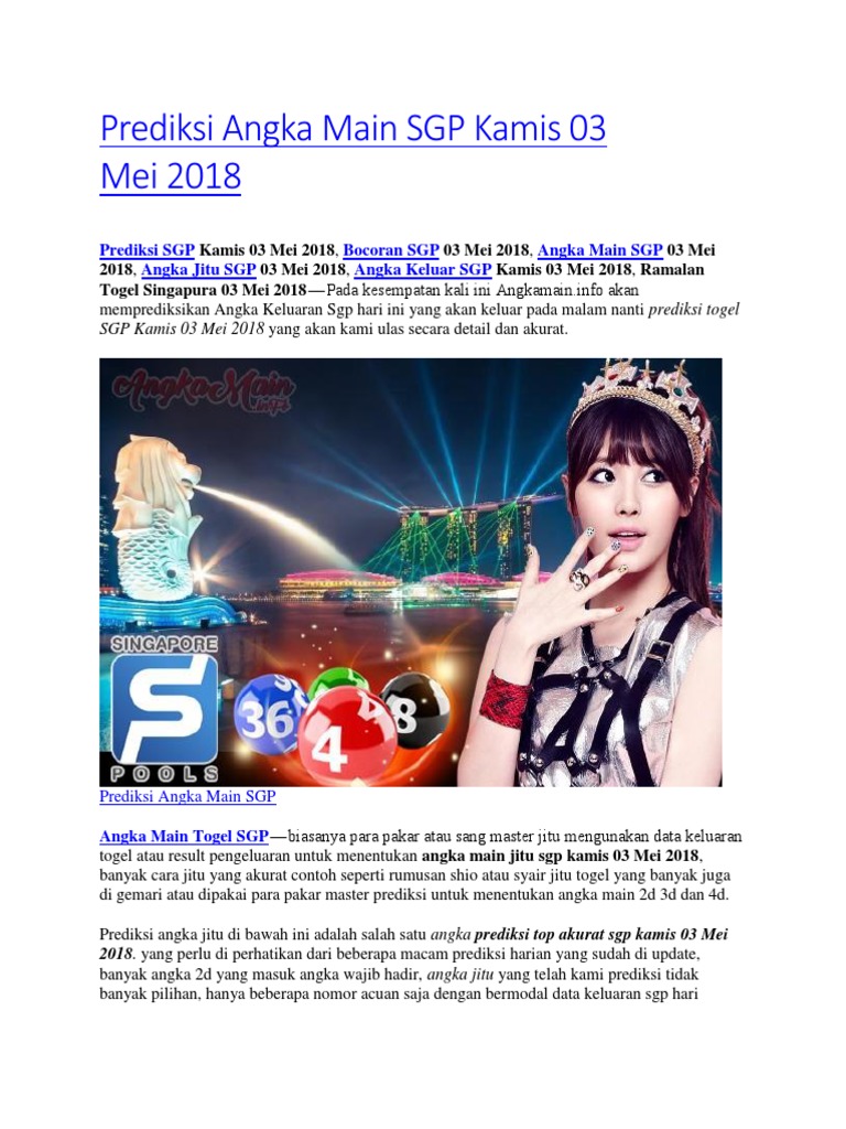 Prediksi Angka Main Sgp Kamis 03 Mei 2018 Pdf