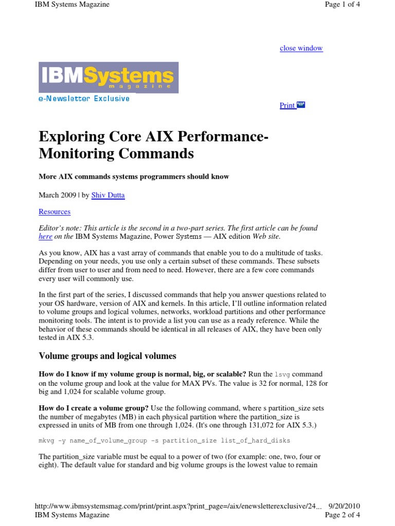 Essential AIX Performance Commands | PDF | Computer Network | Network ...