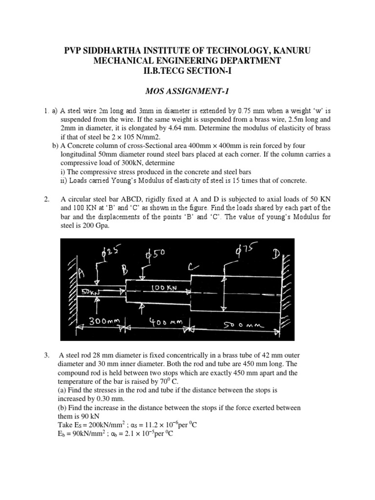 7 Mos I Assignment Questions Pdf Beam Structure Bending