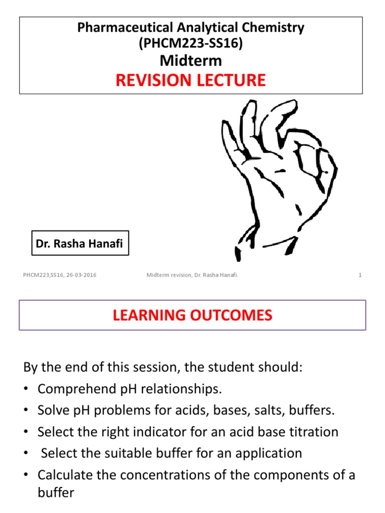 PHCM223 Midterm Revision SS16 443 | PDF | Titration | Chemistry