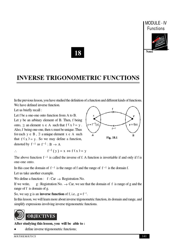 Inverse Trignometry Pdf Sine Trigonometric Functions