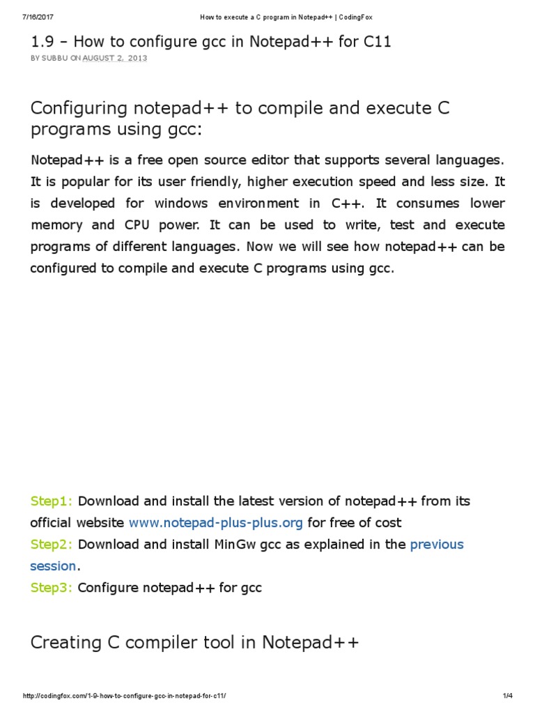 How To Execute A C Program in Notepad++ - CodingFox | PDF | C ...