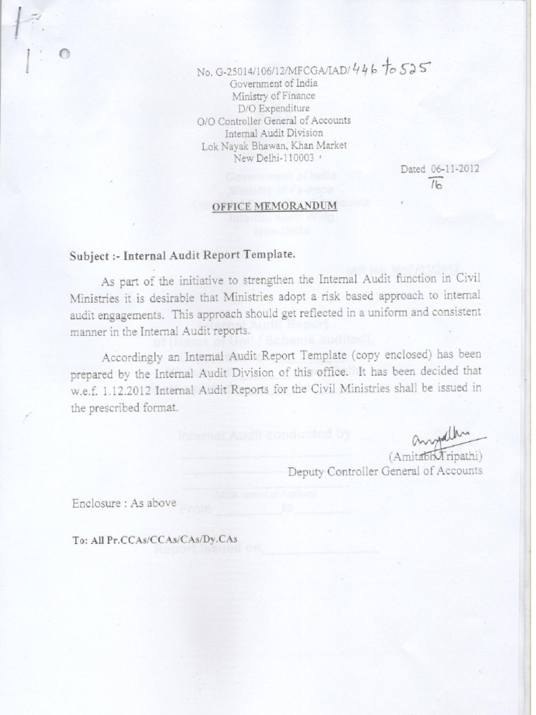 Internal Audit Report Template | PDF | Auditor's Report | Internal Audit