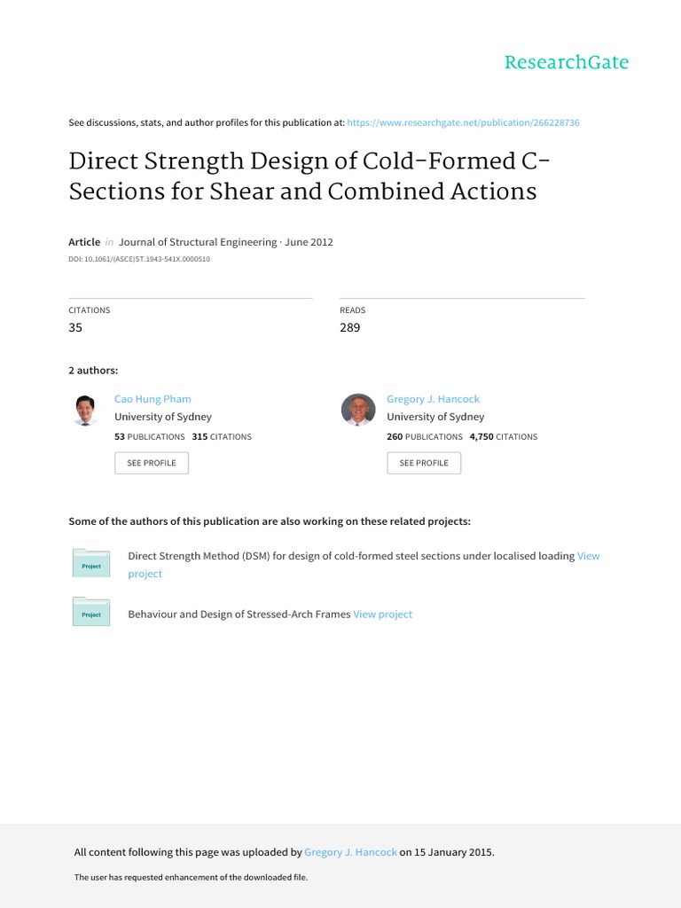 Direct Strength Design of Cold-Formed C-Sections F | PDF | Buckling ...
