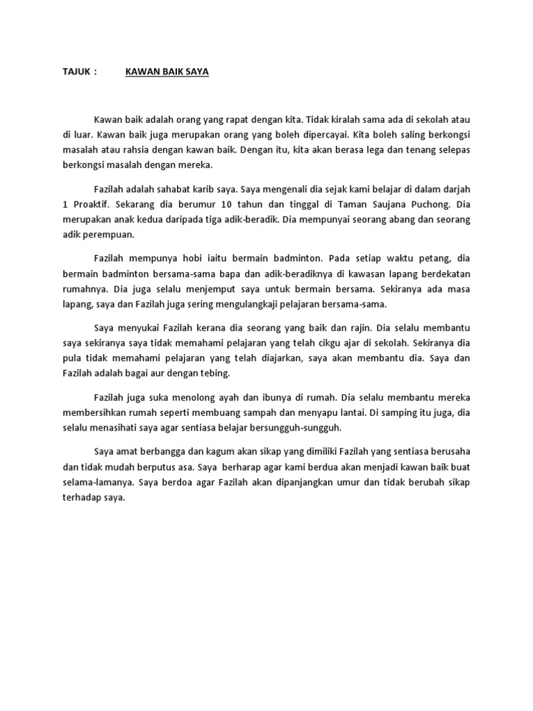 Karangan Kawan Baik Saya Pdf