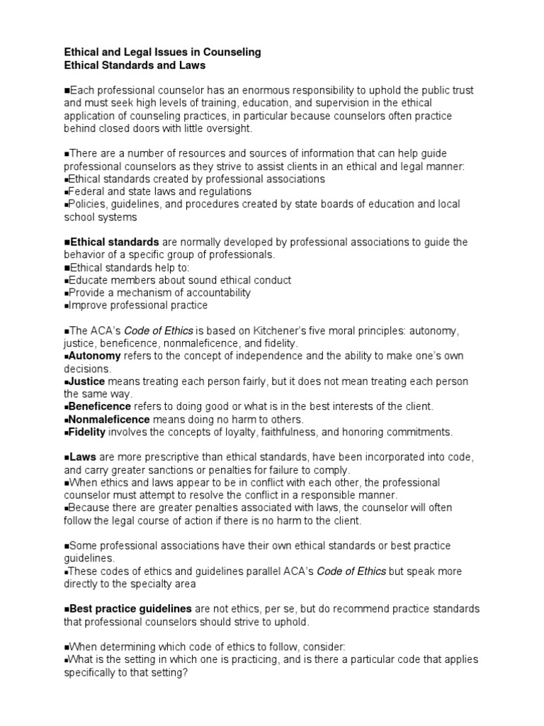 Ethical and Legal Issues in Counseling | PDF | Confidentiality 