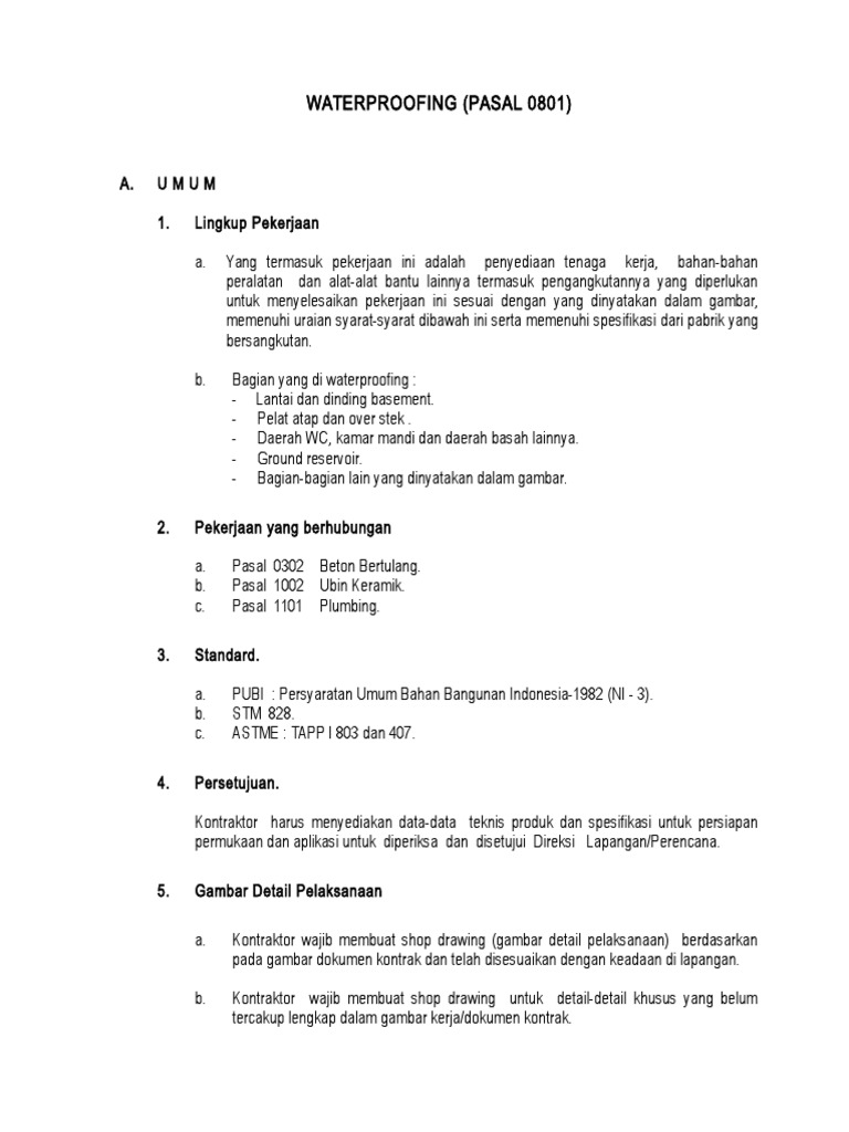 Panduan Pekerjaan Waterproofing | PDF