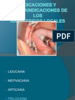 Anestésicos locales tipo amida: lidocaina, mepivacaina, articaína y prilocaína