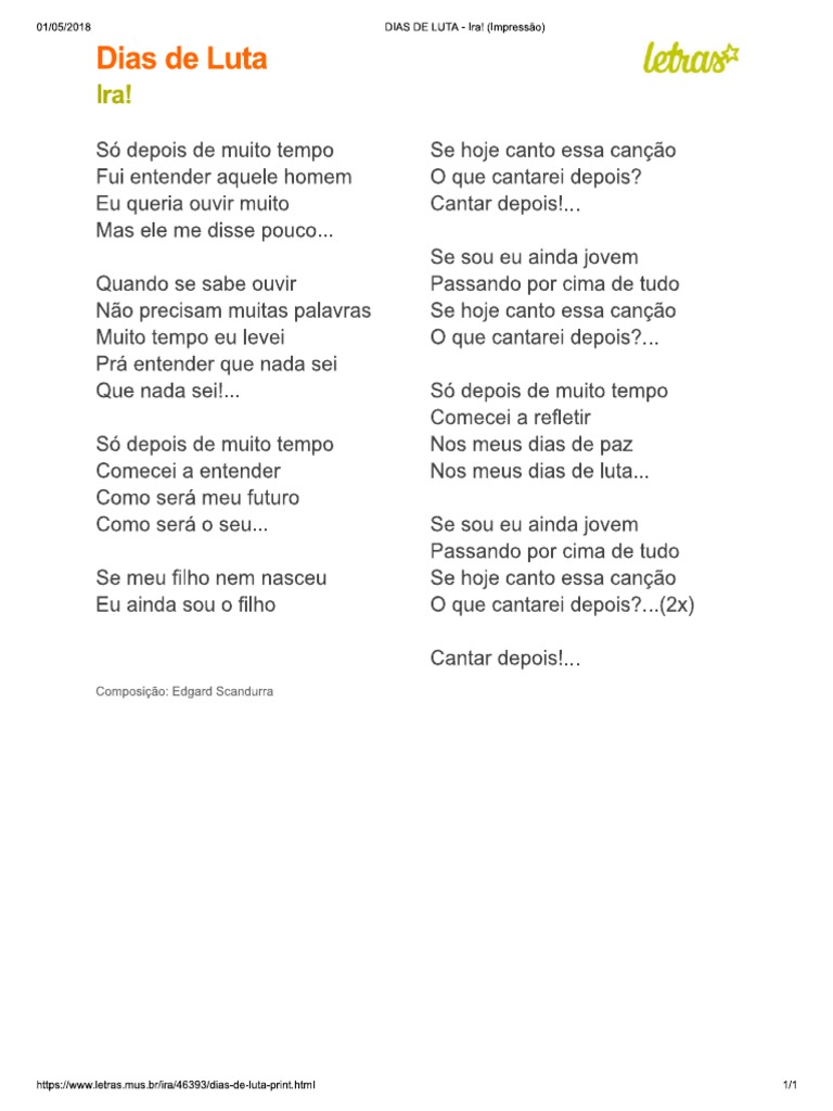 Dias de Luta - Ira! (Impressão) | PDF